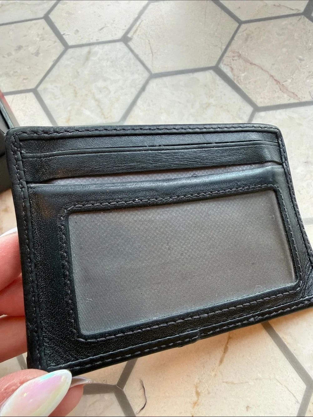 TUMI Men’s Blue and Black Camo Card Case Wallet